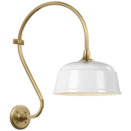 Visual Comfort Thomas O'Brien 24" Tall x 13" Wide Outdoor Wall Sconce with White Rockhouse Shade Hand-Rubbed Antique Brass