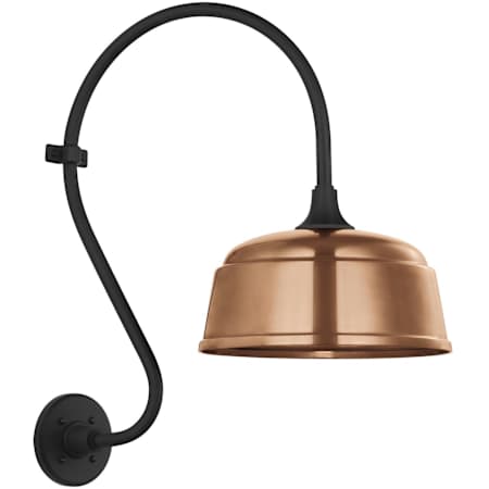 Visual Comfort Thomas O'Brien 24" Tall x 13" Wide Outdoor Wall Sconce with Soft Copper Rockhouse Shade Matte Black