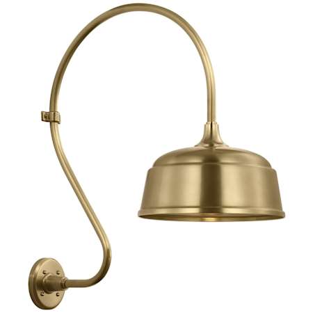 Visual Comfort Thomas O'Brien 27" Tall x 13" Wide Outdoor Wall Sconce with Hand-Rubbed Antique Brass Rockhouse Shade Hand-Rubbed Antique Brass