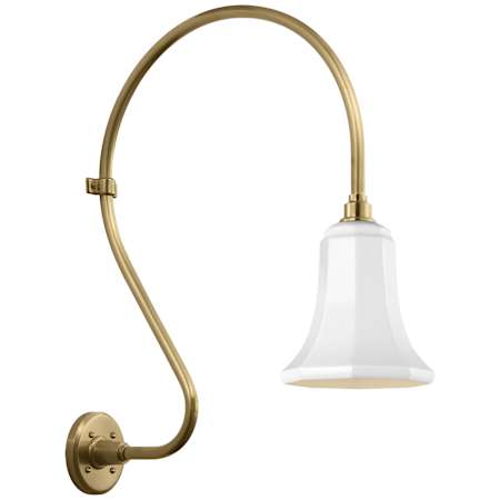 Visual Comfort Thomas O'Brien 27" Tall x 8" Wide Outdoor Wall Sconce with White Savannah Shade Hand-Rubbed Antique Brass