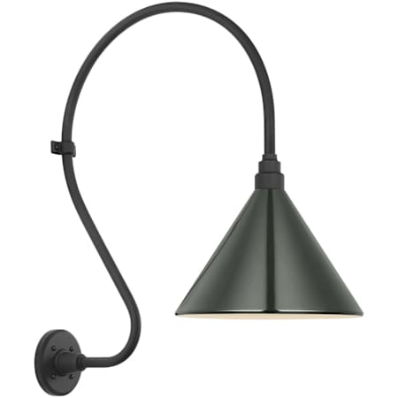 Visual Comfort Thomas O'Brien 27" Tall x 13" Wide Outdoor Wall Sconce with Green Conical Savannah Shade Matte Black