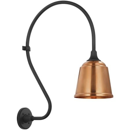 Visual Comfort Thomas O'Brien 27" Tall x 8" Wide Outdoor Wall Sconce with Soft Copper Rockhouse Shade Matte Black