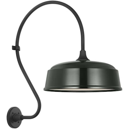 Visual Comfort Thomas O'Brien 27" Tall x 16" Wide Outdoor Wall Sconce with Green Rockhouse Shade Matte Black