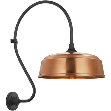 Visual Comfort Thomas O'Brien 27" Tall x 16" Wide Outdoor Wall Sconce with Soft Copper Rockhouse Shade Matte Black