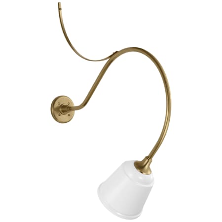 Visual Comfort Thomas O'Brien 36" Tall Outdoor Wall Sconce with White Rockhouse Shade Hand-Rubbed Antique Brass
