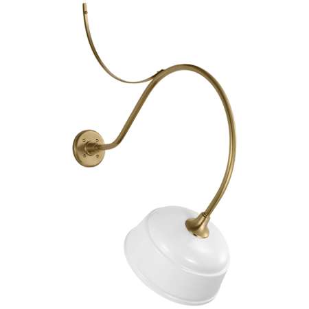 Visual Comfort Thomas O'Brien 37" Tall Outdoor Wall Sconce with White Rockhouse Shade Hand-Rubbed Antique Brass