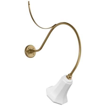 Visual Comfort Thomas O'Brien 36" Tall Outdoor Wall Sconce with White Savannah Shade Hand-Rubbed Antique Brass