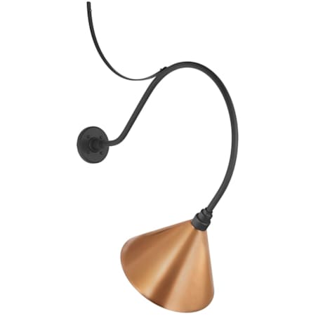 Visual Comfort Thomas O'Brien 38" Tall Outdoor Wall Sconce with Soft Copper Conical Savannah Shade Matte Black