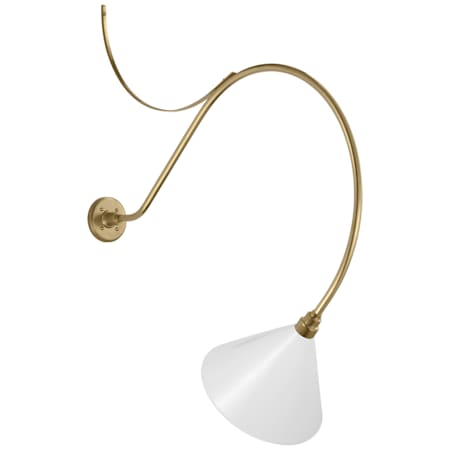 Visual Comfort Thomas O'Brien 45" Tall Outdoor Wall Sconce with White Conical Savannah Shade Hand-Rubbed Antique Brass