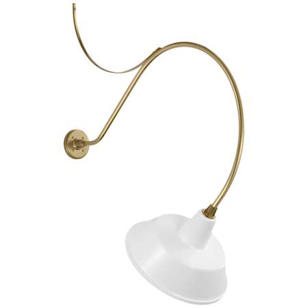 Visual Comfort Thomas O'Brien 46" Tall Outdoor Wall Sconce with White Bowers Shade Hand-Rubbed Antique Brass