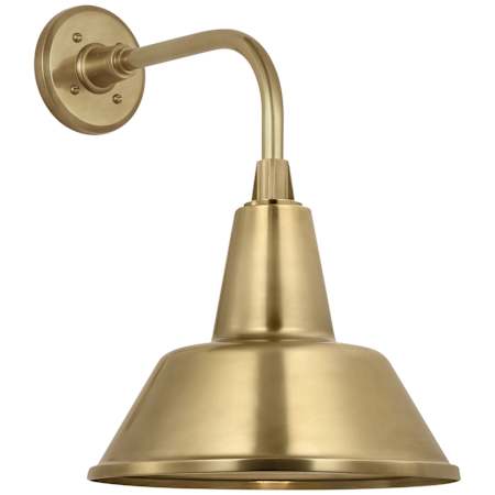 Visual Comfort Thomas O'Brien 18" Tall Outdoor Wall Sconce with Hand-Rubbed Antique Brass Bowers Shade Hand-Rubbed Antique Brass