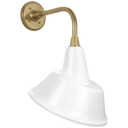 Visual Comfort Thomas O'Brien 21" Tall Outdoor Wall Sconce with White Tilted Bowers Shade Hand-Rubbed Antique Brass
