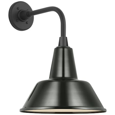 Visual Comfort Thomas O'Brien 18" Tall Outdoor Wall Sconce with Green Bowers Shade Matte Black