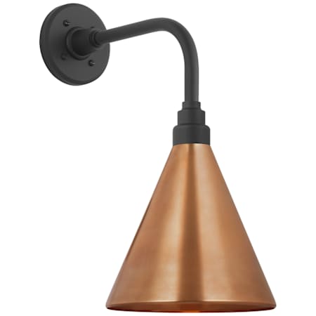 Visual Comfort Thomas O'Brien 18" Tall Outdoor Wall Sconce with Soft Copper Conical Savannah Shade Matte Black