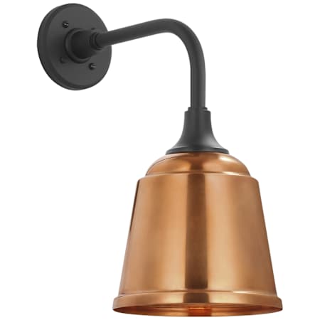 Visual Comfort Thomas O'Brien 17" Tall Outdoor Wall Sconce with Soft Copper Rockhouse Shade Matte Black