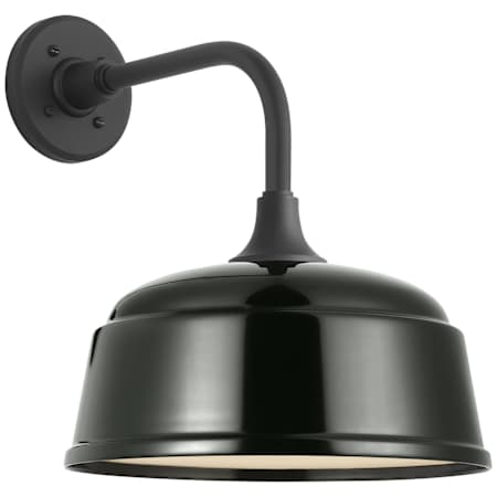 Visual Comfort Thomas O'Brien 15" Tall Outdoor Wall Sconce with Green Rockhouse Shade Matte Black