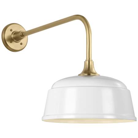 Visual Comfort Thomas O'Brien 13" Wide Straight Arm Outdoor Wall Sconce with White Rockhouse Shade Hand-Rubbed Antique Brass