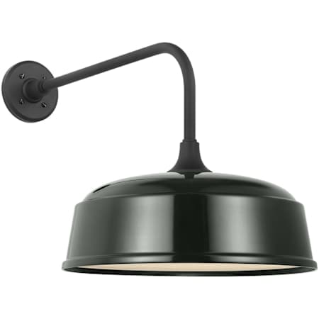 Visual Comfort Thomas O'Brien 16" Wide Straight Arm Outdoor Wall Sconce with Green Rockhouse Shade Matte Black