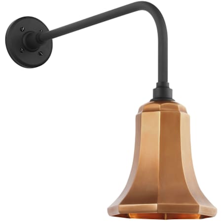 Visual Comfort Thomas O'Brien 19" Tall Straight Arm Outdoor Wall Sconce with Soft Copper Savannah Shade Matte Black