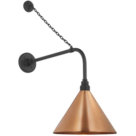 Visual Comfort Thomas O'Brien 33" Tall x 13" Wide Outdoor Wall Sconce with Soft Copper Conical Savannah Shade Matte Black