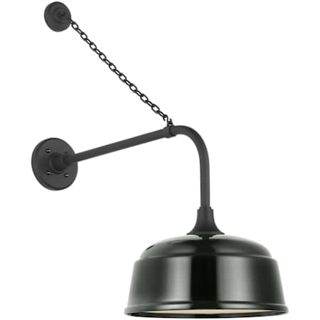Visual Comfort Thomas O'Brien 30" Tall x 13" Wide Outdoor Wall Sconce with Green Rockhouse Shade Matte Black
