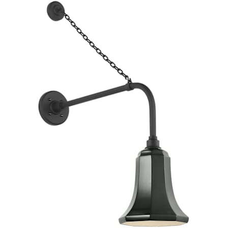 Visual Comfort Thomas O'Brien 32" Tall Outdoor Wall Sconce with Green Savannah Shade Matte Black