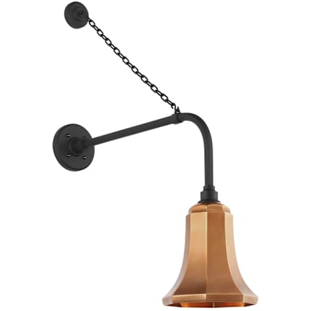 Visual Comfort Thomas O'Brien 32" Tall Outdoor Wall Sconce with Soft Copper Savannah Shade Matte Black