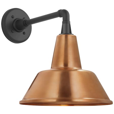 Visual Comfort Thomas O'Brien 15" Tall Outdoor Wall Sconce with Soft Copper Bowers Shade Matte Black