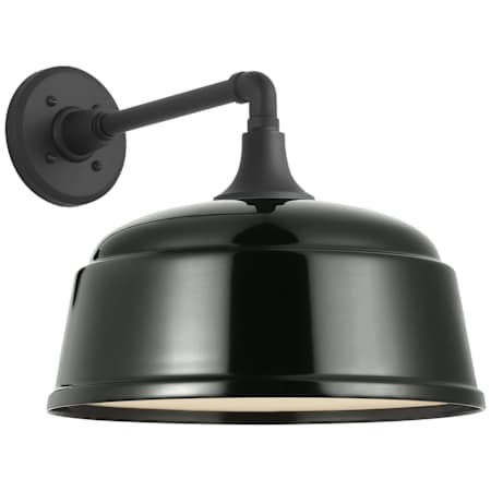 Visual Comfort Thomas O'Brien 12" Tall Outdoor Wall Sconce with Green Rockhouse Shade Matte Black