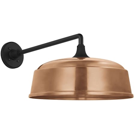 Visual Comfort Thomas O'Brien 12" Tall x 16" Wide Outdoor Wall Sconce with Soft Copper Rockhouse Shade Matte Black