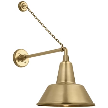 Visual Comfort Thomas O'Brien 28" Tall x 13" Wide Outdoor Wall Sconce with Hand-Rubbed Antique Brass Bowers Shade Hand-Rubbed Antique Brass