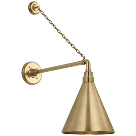 Visual Comfort Thomas O'Brien 28" Tall x 9" Wide Outdoor Wall Sconce with Hand-Rubbed Antique Brass Conical Savannah Shade Hand-Rubbed Antique Brass