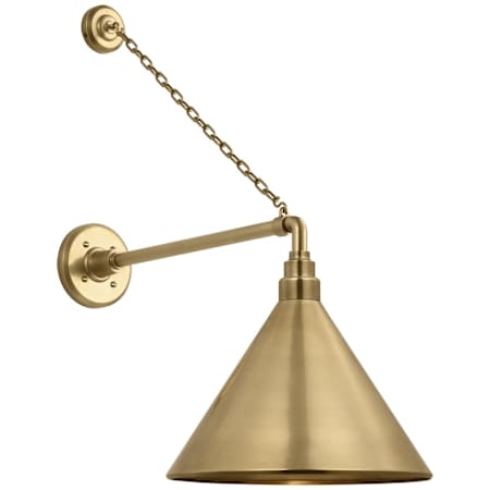 Visual Comfort Thomas O'Brien 28" Tall x 13" Wide Outdoor Wall Sconce with Hand-Rubbed Antique Brass Conical Savannah Shade Hand-Rubbed Antique Brass