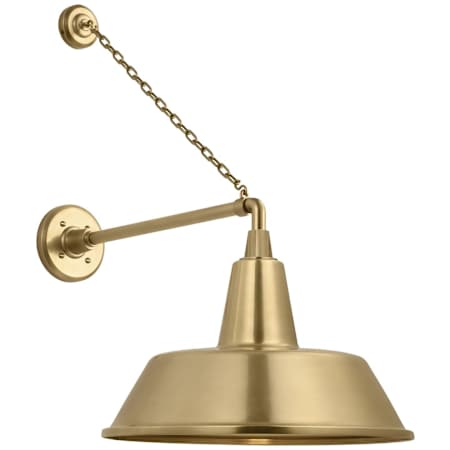 Visual Comfort Thomas O'Brien 28" Tall x 16" Wide Outdoor Wall Sconce with Hand-Rubbed Antique Brass Bowers Shade Hand-Rubbed Antique Brass
