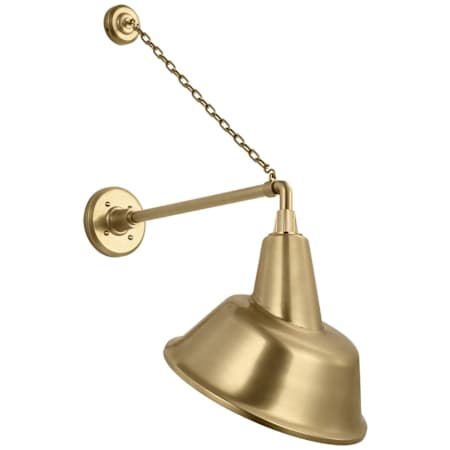 Visual Comfort Thomas O'Brien 31" Tall Outdoor Wall Sconce with Hand-Rubbed Antique Brass Tilted Bowers Shade Hand-Rubbed Antique Brass