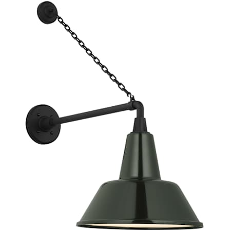 Visual Comfort Thomas O'Brien 28" Tall x 13" Wide Outdoor Wall Sconce with Green Bowers Shade Matte Black