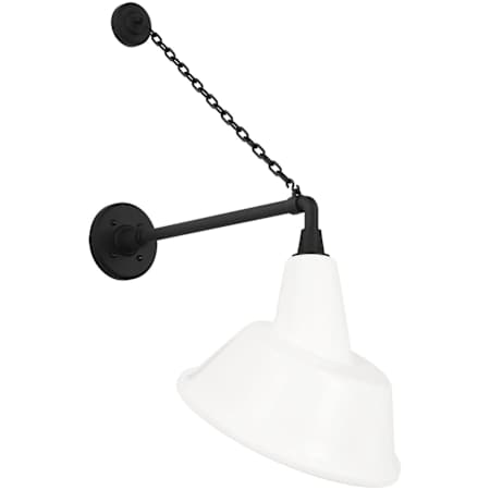 Visual Comfort Thomas O'Brien 31" Tall Outdoor Wall Sconce with White Tilted Bowers Shade Matte Black