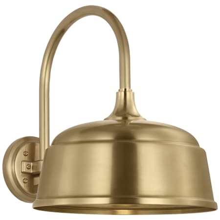 Visual Comfort Thomas O'Brien 15" Tall Outdoor Gooseneck Wall Sconce with Hand-Rubbed Antique Brass Rockhouse Shade Hand-Rubbed Antique Brass