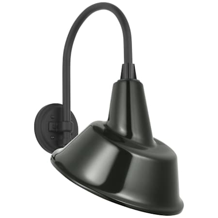 Visual Comfort Thomas O'Brien 21" Tall Outdoor Gooseneck Wall Sconce with Green Tilted Bowers Shade Matte Black