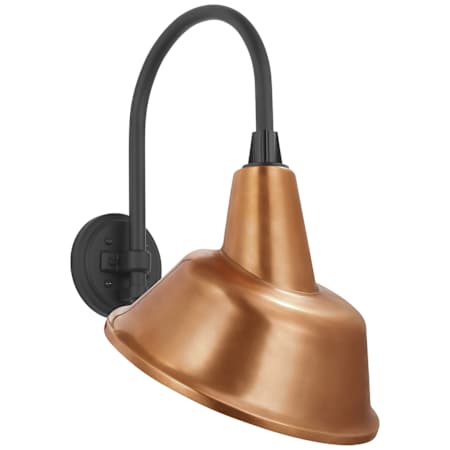 Visual Comfort Thomas O'Brien 21" Tall Outdoor Gooseneck Wall Sconce with Soft Copper Tilted Bowers Shade Matte Black