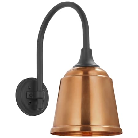 Visual Comfort Thomas O'Brien 16" Tall Outdoor Wall Sconce with Soft Copper Rockhouse Shade Matte Black