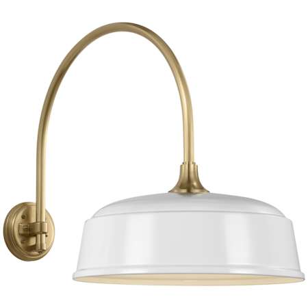 Visual Comfort Thomas O'Brien 20" Tall x 16" Wide Outdoor Wall Sconce with White Rockhouse Shade Hand-Rubbed Antique Brass