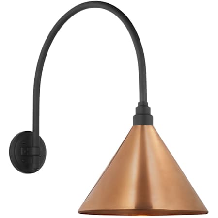 Visual Comfort Thomas O'Brien 22" Tall x 13" Wide Outdoor Wall Sconce with Soft Copper Conical Savannah Shade Matte Black