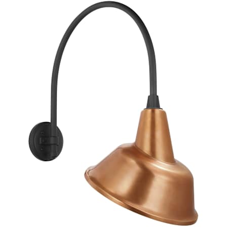 Visual Comfort Thomas O'Brien 25" Tall x 13" Wide Gooseneck Outdoor Wall Sconce with Soft Copper Tilted Bowers Shade Matte Black