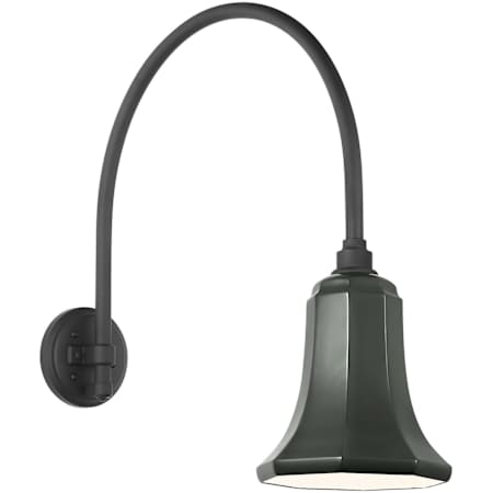 Visual Comfort Thomas O'Brien 22" Tall Gooseneck Outdoor Wall Sconce with Green Savannah Shade Matte Black