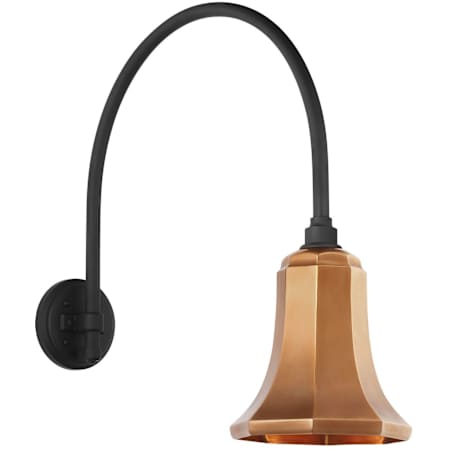 Visual Comfort Thomas O'Brien 22" Tall x 8" Wide Gooseneck Outdoor Wall Sconce with Soft Copper Savannah Shade Matte Black