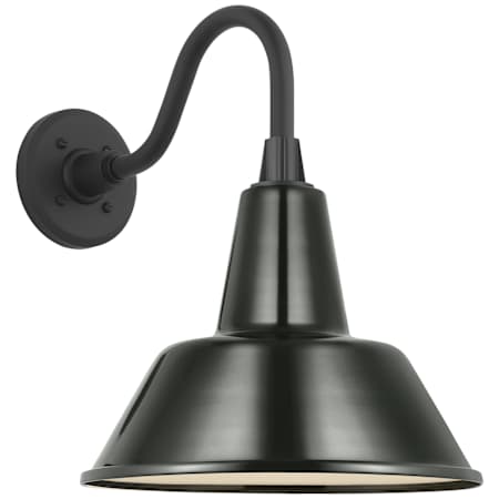 Visual Comfort Thomas O'Brien 16" Tall Outdoor Wall Sconce with Green Bowers Shade Matte Black
