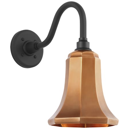 Visual Comfort Thomas O'Brien 15" Tall Outdoor Wall Sconce with Soft Copper Savannah Shade Matte Black