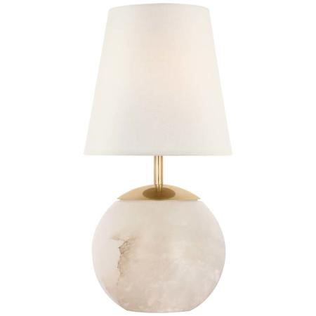 Visual Comfort Terri 12" Tall Cordless LED Vase Table Lamp Alabaster / Linen