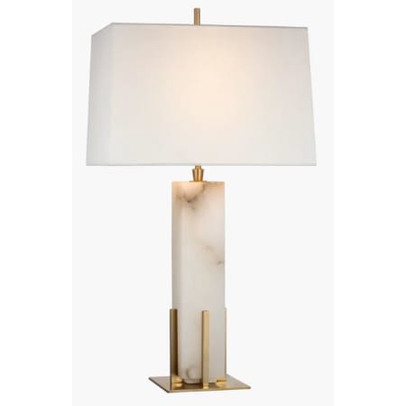 Visual Comfort Gironde 31" Tall Table Lamp with Linen Shade Alabaster / Hand Rubbed Antique Brass
